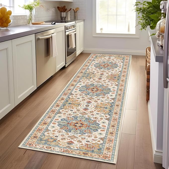 Enkor Runner Rugs for Hallway, 2.6x8 Washable Soft Non Slip Floor Rugs for by EnkorStore