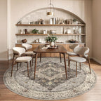 Tangsoo Vintage Round Rug 4ft Washable Circle Rug, Non Slip Small Boho Round Rug - Image 6