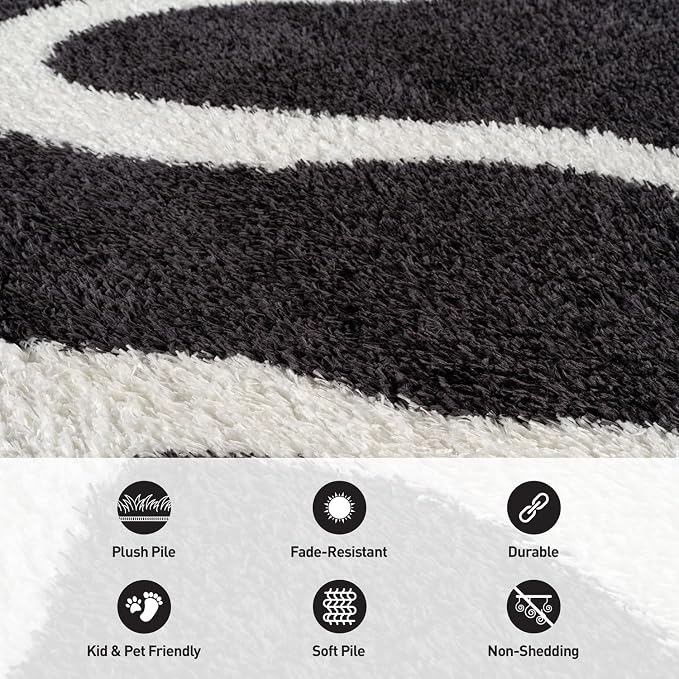 Rugshop Abstract Wavy Shag Area Rug Anthracite Dark Gray 4' x 6' Ideal - Image 5