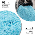 Toilet Rug 22x24 Teal Non Slip Fluffy Toilet Floor Mat U Shaped Washable - Image 5
