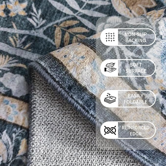 Washable Runner Rug 2x6: Vintage Boho Floral Carpet Runners - Image 6