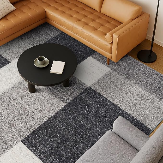 Rugshop Gray Modern Geometric Boxes Non-Slip Area Rug Non-Shedding - Image 9