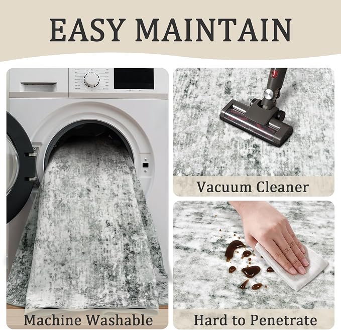8x10 Machine Washable Area Rug for Living Room, Kids and Pets Friendly for - Image 5