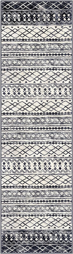 KUTA Moroccan Washable Runner Rug, 2.6x10 Non-Slip Vintage Black Navy Blue Boho - Image 8