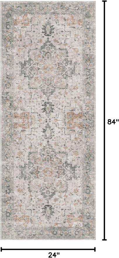 GENIMO 2x7 Area Rugs for Living Room, Machine Washable Non Slip Vintage Retro - Image 2
