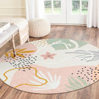 Lahome Pink 6' Round Area Rug, Non-Slip Soft Ultra-Thin Washable Floral Boho - Image 7