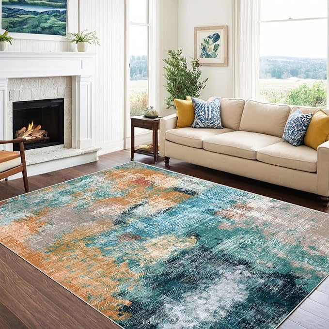 vivorug Washable Rug, Ultra Soft Area Rug 8x10, Non Slip Abstract Rug Carpet by vivorug