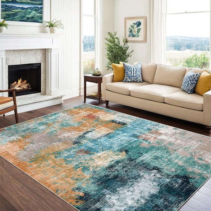 vivorug Washable Rug, Ultra Soft Area Rug 3x5, Non Slip Abstract Small Rug by vivorug