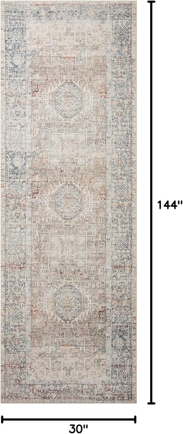 Loloi Chris Loves Julia Jules Collection JUL-07 Natural/Ocean 2'-6'' x 12'-0'' - Image 2