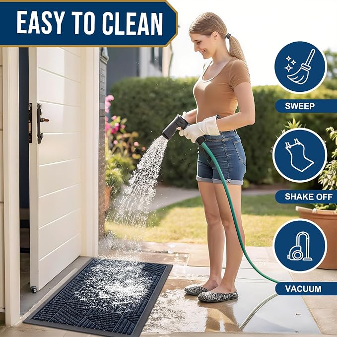 Kitinjoy Front Door Mat Outside Entrance, Sturdy Natural Dirt Trapper, Heavy - Image 6
