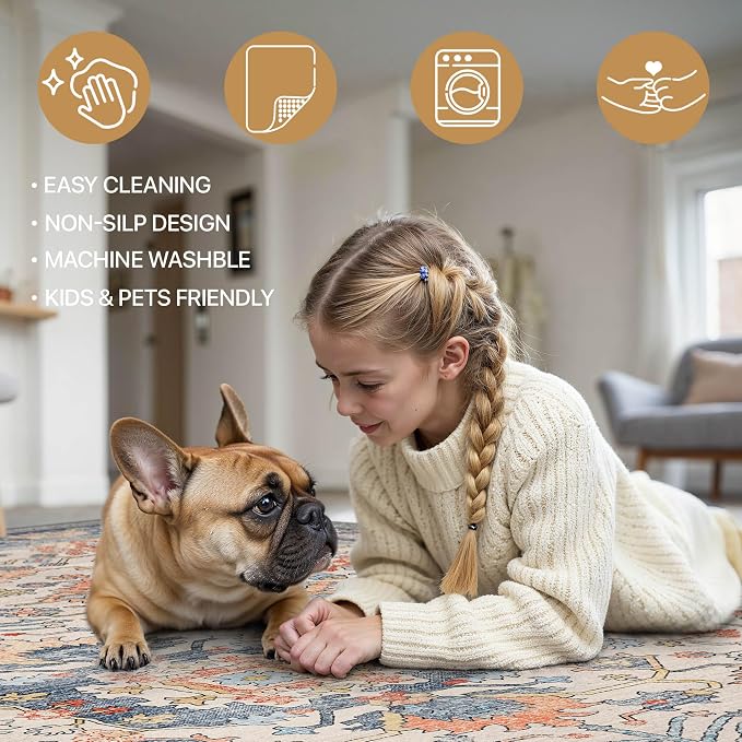 Bavni Area Rug 3x5, Non-Slip Washable Rugs - Image 3
