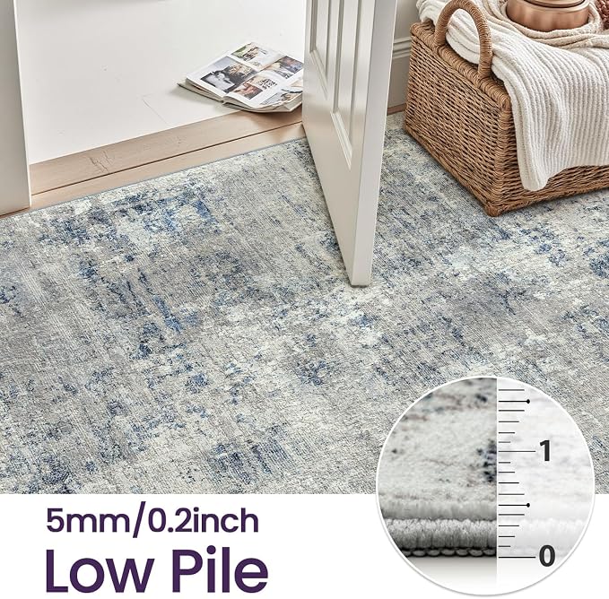 DEXI 10x14 Area Rug for Living Room, Modern Abstract Thin Washable Rug Indoor - Image 9