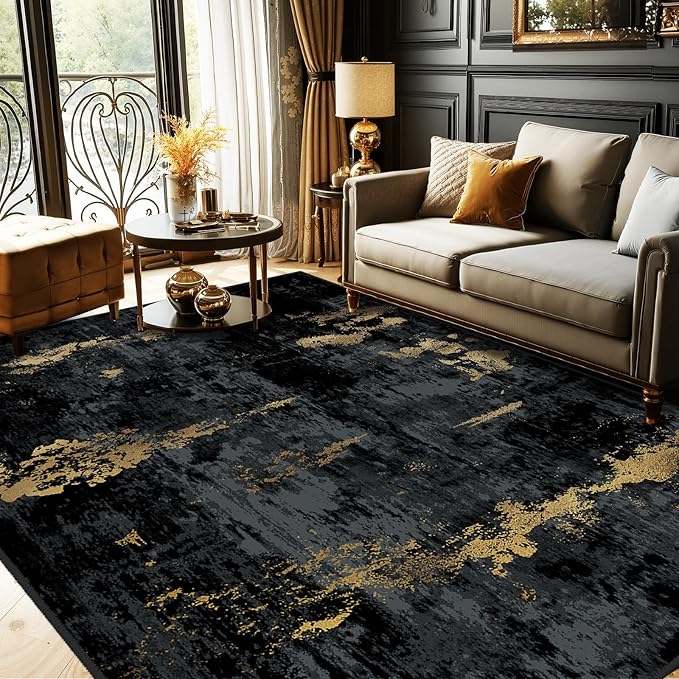 Washable Area Rugs 5'x7' Non-Slip Modern Abstract Soft by RELEANY