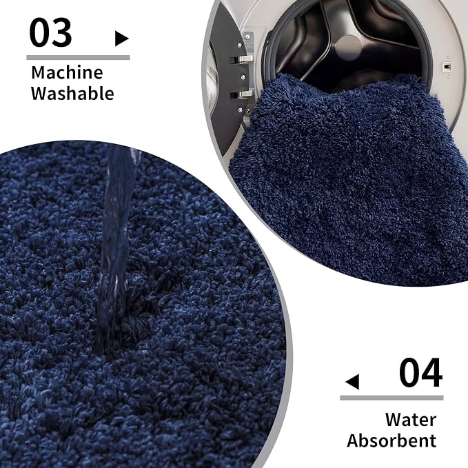 Small Bathroom Rugs 17x24 Non Slip Navy Fluffy Bath Mat - Image 5