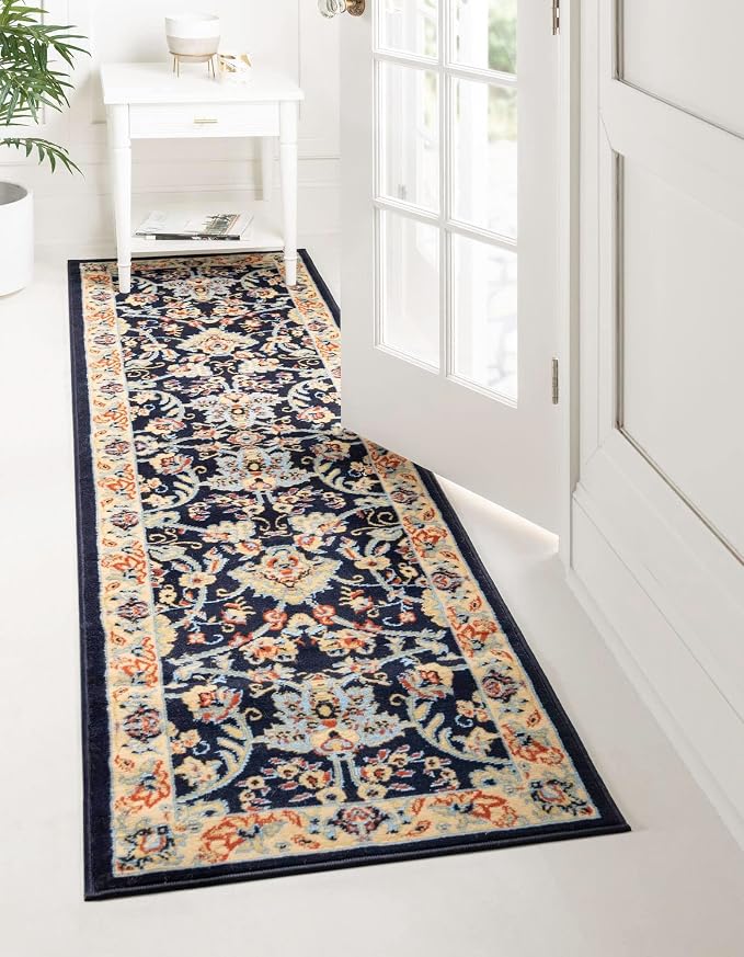 Rugs.com Yasmin Collection Rug – 8 Ft Runner Navy Blue Medium Rug Perfect - Image 2