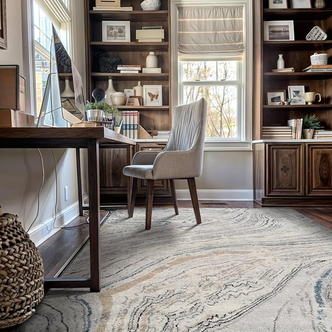 Rugshop Marble Swirl Distressed Gray Area Rug 5' x 7' Ideal - Image 6