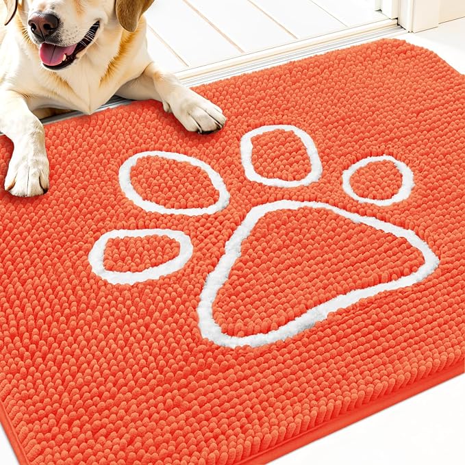 OLANLY Dog Door Mat for Muddy Paws 30x20, Paw Print Design, Absorbs Moisture by OLANLY