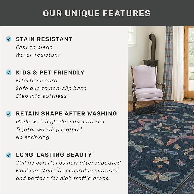 Vintage 2'6"x8' Kitchen Rugs Washable, Non Slip 8ft Long Rugs - Image 6