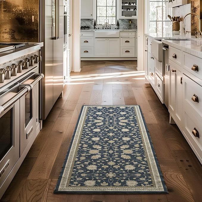 EVERGRACE Hallyway Area Runner Rugs 2x6, Boho Floral Faux Wool Indoor Outdoor - Image 2