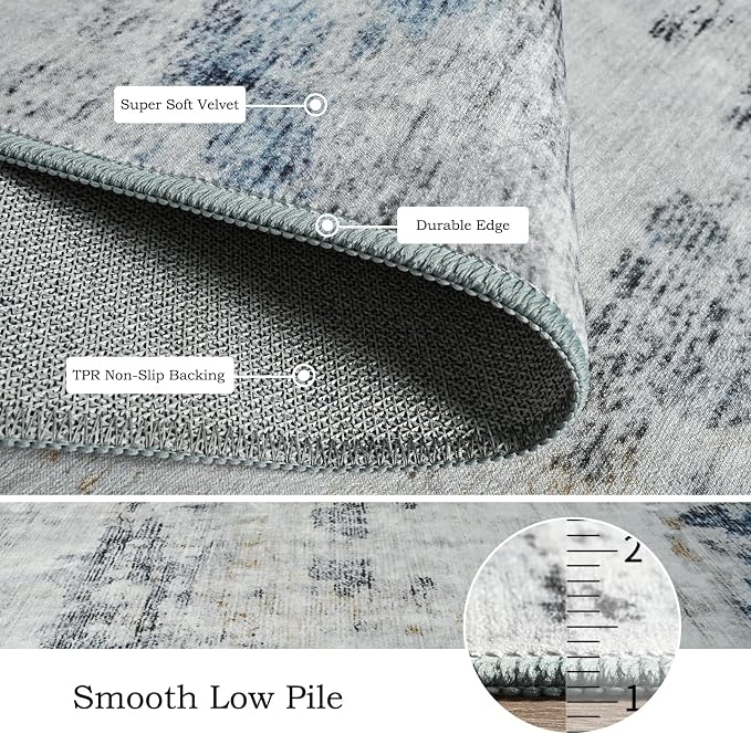 Toneed Abstract Area Rug 8x10 Modern Washable Rug Soft Non Slip Rug Low Pile - Image 6