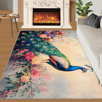 Peacock Peony Rug 5x6-5x6 Rug, Classic Peacock Peony Area Rugs - Image 3