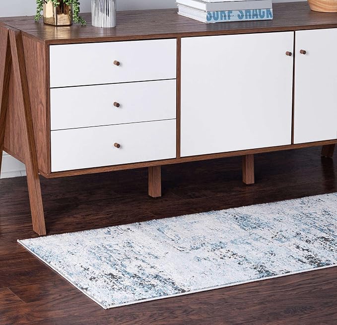 Rugs.com Leipzig Collection Runner Rug – 6 Ft Runner Blue Low-Pile Rug Perfect - Image 2