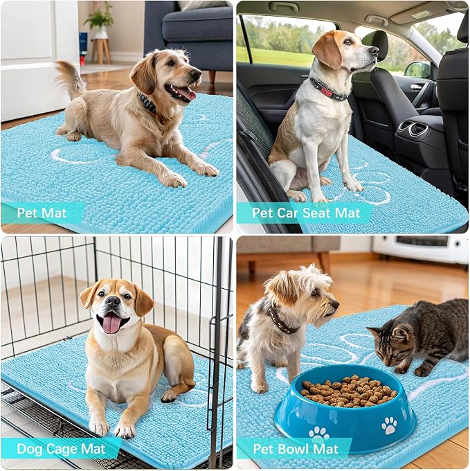 OLANLY Dog Door Mat for Muddy Paws 59x35, Paw Print Design, Absorbs Moisture - Image 7