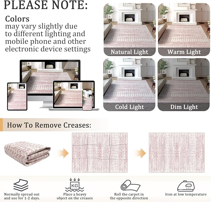5x7 Machine Washable Area Rug for Living Room, Kids and Pets Friendly for - Image 9