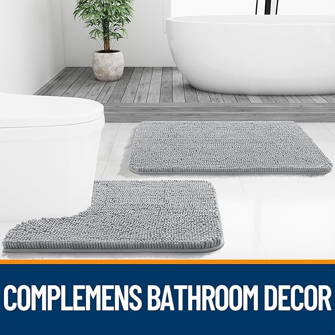 OLANLY Bathroom Rugs 59x35, Extra Soft Absorbent Chenille Bath Rugs, Rubber - Image 7