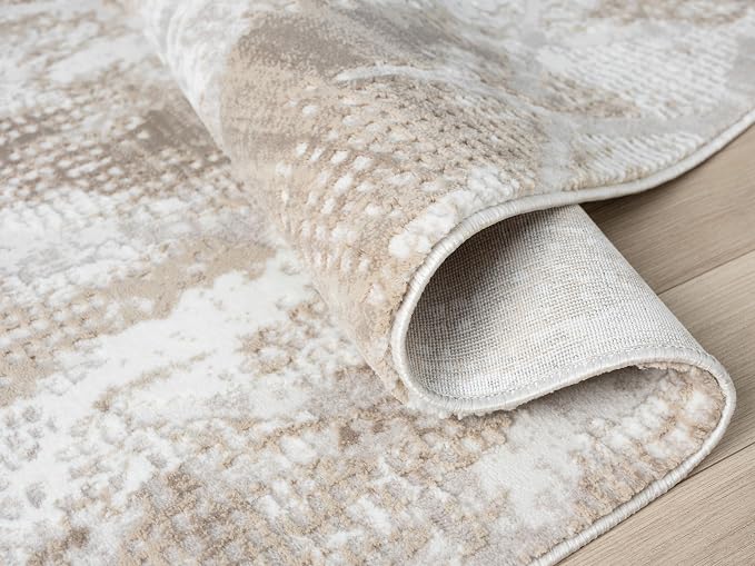 Adel Modern Area Rug for Living Room, 5x7 Rustic Distressed Abstract Beige - Image 8
