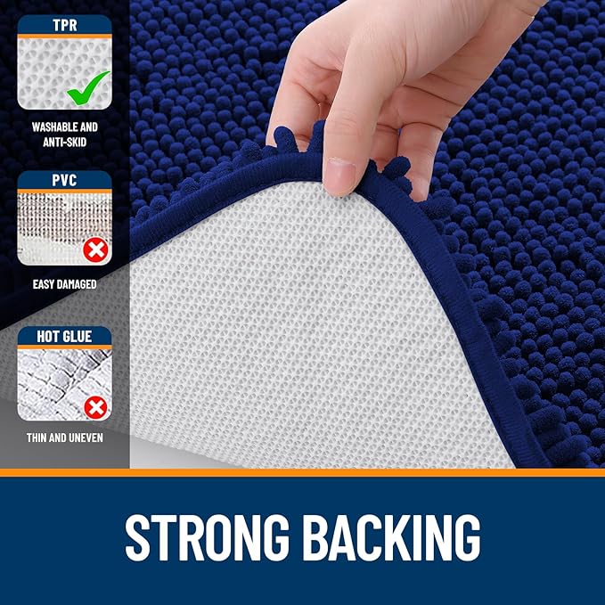 OLANLY Bathroom Rugs 50x30, Extra Soft Absorbent Chenille Bath Rugs, Rubber - Image 6
