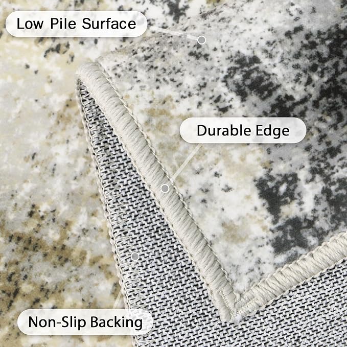 GENIMO Washable Area Rugs for Living Room, 10x14 Modern Non Slip Rugs, Low Pile - Image 7
