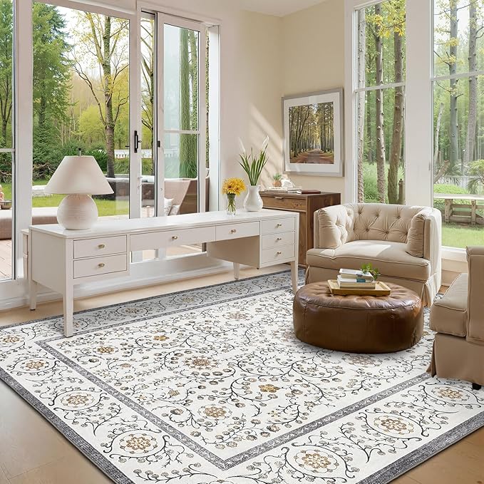 GarveeHome Boho 6x9 Area Rug for Living Room, Floral Vintage Rugs for Bedroom - Image 5