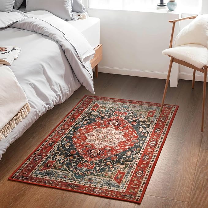 YJ.GWL Area Rug 2x3 Floral Vintage Rugs, Indoor Entrance Door Mat Small - Image 3