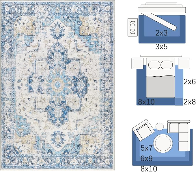 jinchan Kelda Runner Rug 2x6 Washable Rug Soft Hallway Runner Indoor Vintage - Image 2