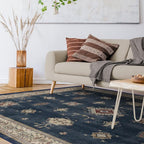 RUGGABLE Washable Vintage Area Rug – Verena Sapphire 10x14, Stain-Resistant by RUGGABLE
