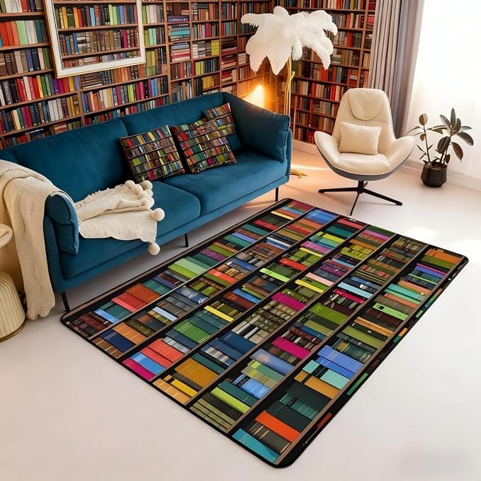 Books Area Rug 3x5 Rainbow Bookshelf Rugs by Erosebridal