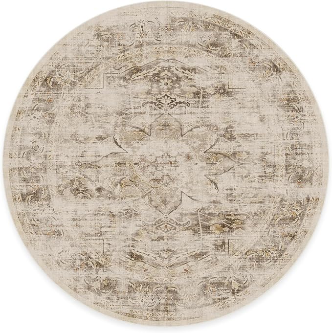 RUGGABLE Washable Vintage Area Rug – Sarrah Hazel 8 ft Round, Stain-Resistant - Image 3