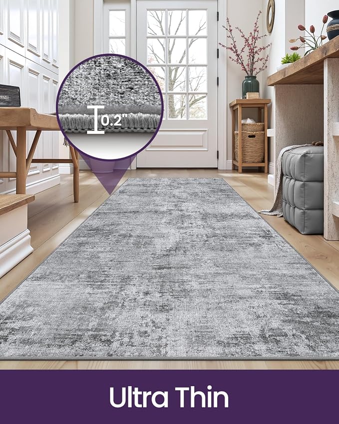 DEXI Hallway Runner Rug 3x8, Modern Abstract Non Slip Thin Soft Runners Carpet - Image 3