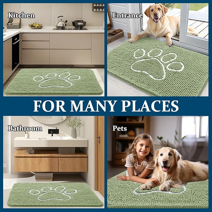 OLANLY Dog Door Mat for Muddy Paws 30x20, Paw Print Design, Absorbs Moisture - Image 8