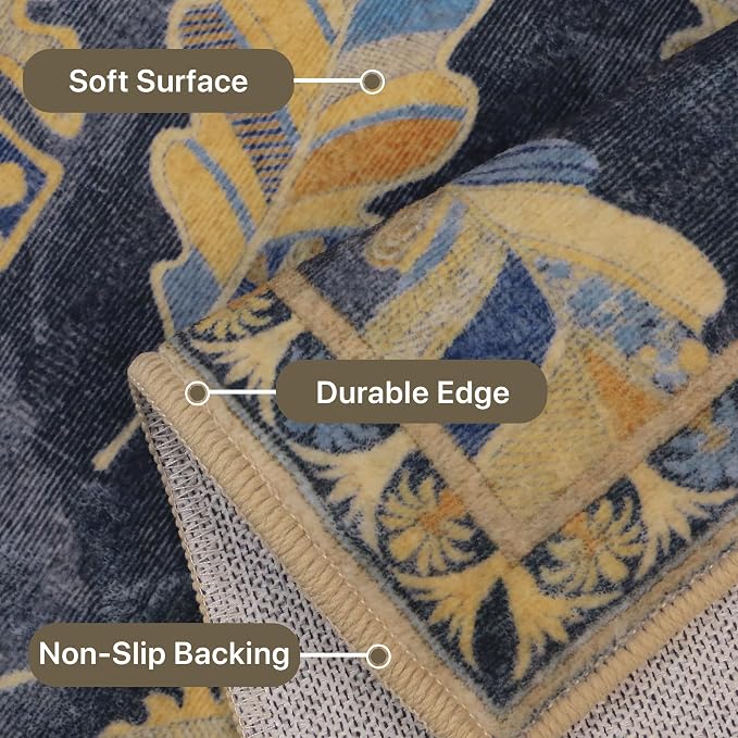 GENIMO 8x10 Area Rugs for Living Room, Machine Washable Non Slip Vintage Retro - Image 7