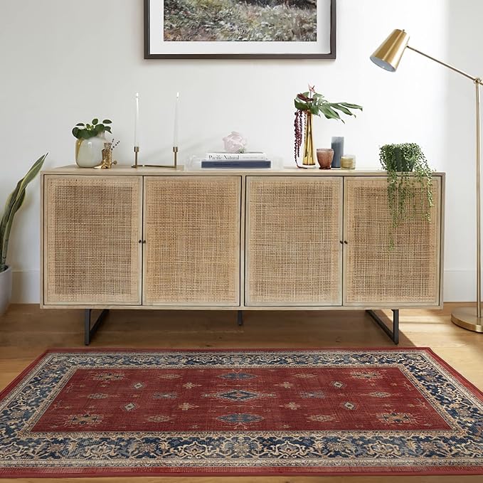 RUGGABLE Washable Vintage Area Rug – Verena Amber Red 4x6, Stain-Resistant - Image 2