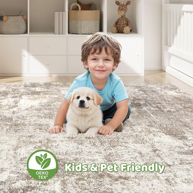 8x10 Area Rugs Living Room: Washable Large Abstract Soft Rug Stain Resistant - Image 7