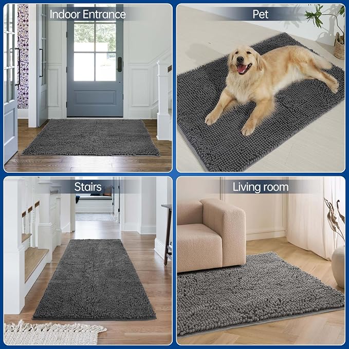 Chenille Absorbent Front Door Mat 96" x 48", Dog Door Mat - Image 6