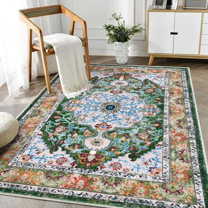 U'Artlines Boho Vintage Area Rug 3x5 Machine Washable Low Pile Soft Floor by UArtlines