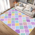 Washable 4x4 Abstract Wave Rug Living Room, Modern Geometric Colorful Design by Unknown