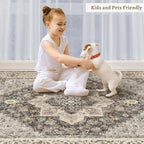 Tangsoo Vintage Round Rug 4ft Washable Circle Rug, Non Slip Small Boho Round Rug - Image 8