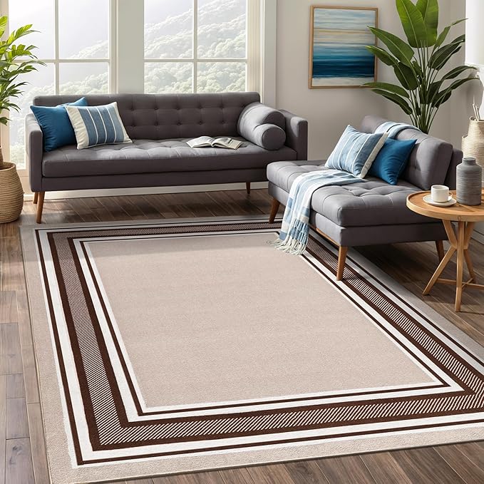 Beverly Rug Non Slip Area Rugs 3x5 Modern Bordered Non Skid Rubber Backing Soft by BeverlyRug