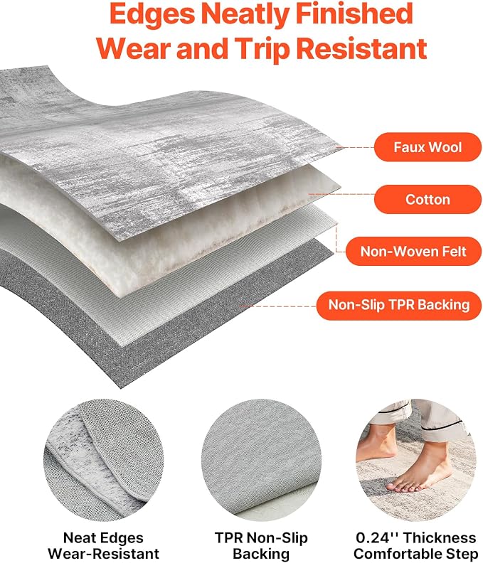 VEVOR 10 x 14 ft Area Rug Large Washable Rug Non-Slip and Tear-Resistant Soft - Image 6