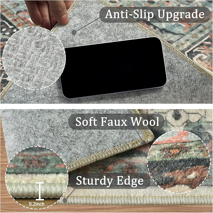 2x3 Machine Washable Area Rug for Entryway, Kids and Pets Friendly for Bedroom - Image 6